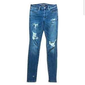 American Eagle Hi-Rise Jegging Size 4 Distressed Super Stretch